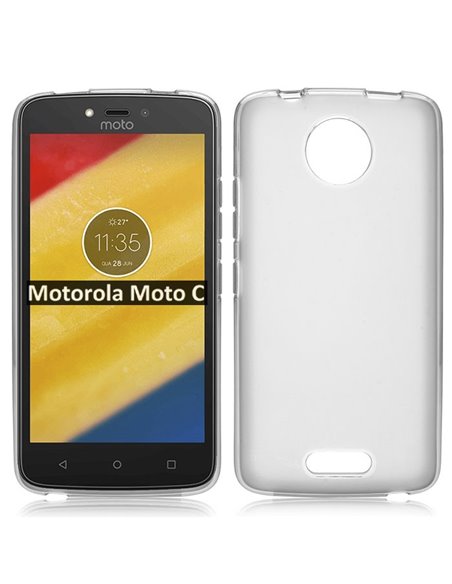 CUSTODIA per MOTOROLA MOTO C, MOTO C DUAL SIM IN GEL TPU SILICONE COLORE BIANCO TRASPARENTE