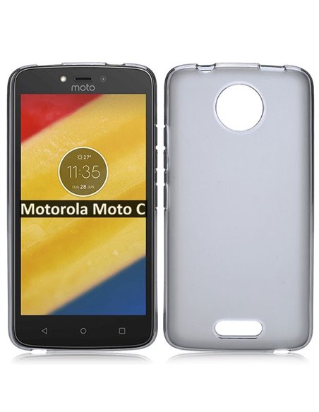 CUSTODIA per MOTOROLA MOTO C, MOTO C DUAL SIM IN GEL TPU SILICONE COLORE NERO TRASPARENTE