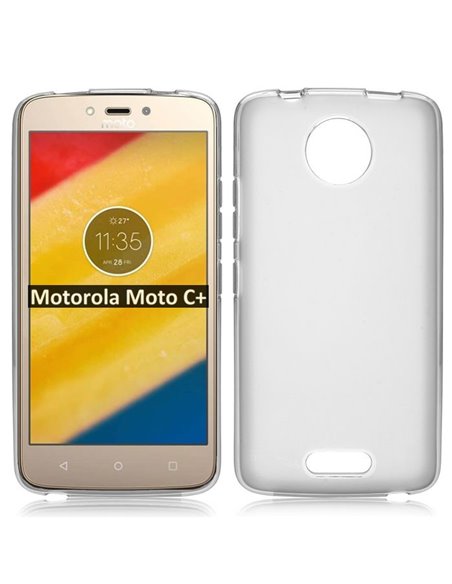 CUSTODIA per MOTOROLA MOTO C PLUS IN GEL TPU SILICONE COLORE BIANCO TRASPARENTE