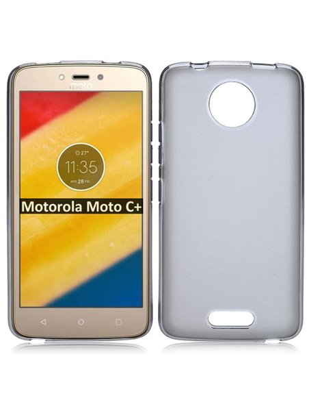 CUSTODIA per MOTOROLA MOTO C PLUS IN GEL TPU SILICONE COLORE NERO TRASPARENTE