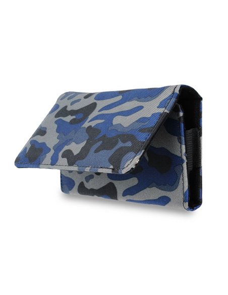 CUSTODIA per SAMSUNG N9000 GALAXY NOTE 3 E MODELLI SIMILARI - SACCHETTO ORIZZONTALE CON CLIP E PASSACINTURA MILITARE BLU