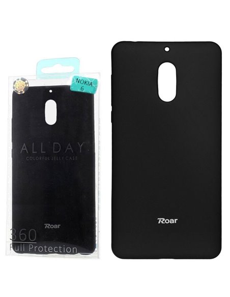 CUSTODIA per NOKIA 6 IN GEL TPU SILICONE COLORE NERO ALTA QUALITA' ROAR COLORFUL BLISTER