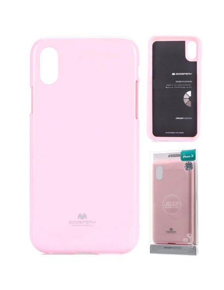 CUSTODIA per APPLE IPHONE X, IPHONE XS (5.8') IN GEL TPU SILICONE COLORE ROSA LUCIDO ALTA QUALITA' MERCURY BLISTER