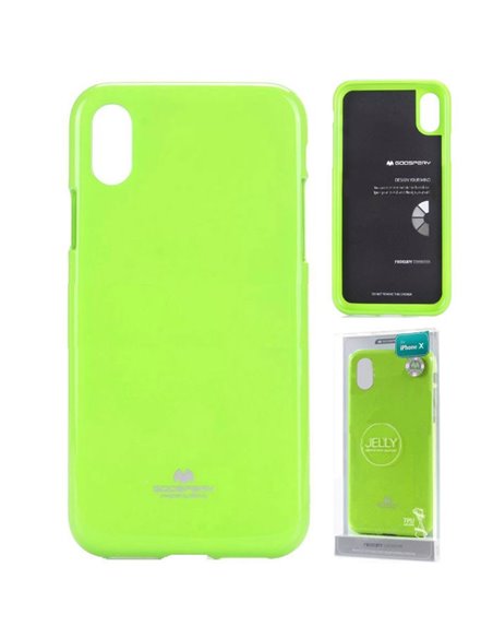 CUSTODIA per APPLE IPHONE X, IPHONE XS (5.8') IN GEL TPU SILICONE COLORE VERDE LUCIDO ALTA QUALITA' MERCURY BLISTER