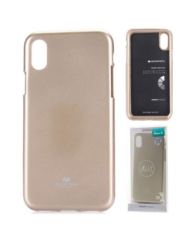 CUSTODIA per APPLE IPHONE X, IPHONE XS (5.8') IN GEL TPU SILICONE COLORE ORO LUCIDO ALTA QUALITA' MERCURY BLISTER