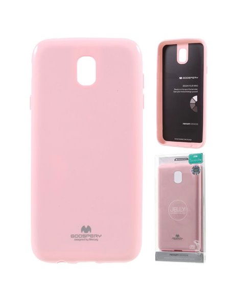 CUSTODIA per SAMSUNG SM-J730 GALAXY J7 (2017) IN GEL TPU SILICONE COLORE ROSA LUCIDO CON GLITTER ALTA QUALITA' MERCURY BLISTER