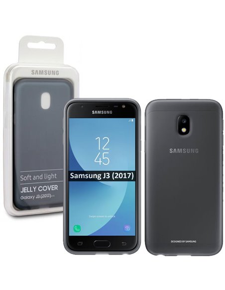 CUSTODIA ORIGINALE per SAMSUNG SM-J330 GALAXY J3 (2017) - JELLY COVER COLORE NERO EF-AJ330TBEGWW BLISTER