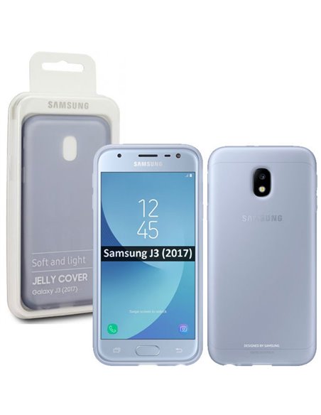 CUSTODIA ORIGINALE per SAMSUNG SM-J330 GALAXY J3 (2017) - JELLY COVER COLORE BLU EF-AJ330TLEGWW BLISTER