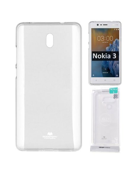 CUSTODIA per NOKIA 3, NOKIA 3 DUAL SIM IN GEL TPU SILICONE TRASPARENTE ALTA QUALITA' MERCURY BLISTER