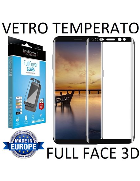 PELLICOLA per SAMSUNG SM-G955 GALAXY S8 PLUS IN VETRO TEMPERATO FULL FACE 0,3mm CON CORNICE COLORE NERO MYSCREEN BLISTER