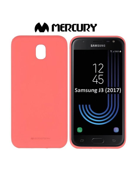 CUSTODIA per SAMSUNG SM-J330 GALAXY J3 (2017) IN GEL TPU SILICONE COLORE ROSA ALTA QUALITA' MERCURY SOFT BLISTER