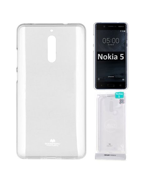 CUSTODIA per NOKIA 5, NOKIA 5 DUAL SIM IN GEL TPU SILICONE TRASPARENTE ALTA QUALITA' MERCURY BLISTER