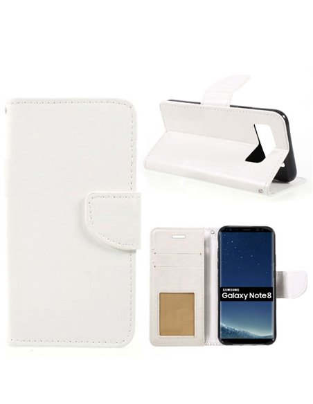 CUSTODIA per SAMSUNG GALAXY NOTE 8 (SM-N950) - FLIP ORIZZONTALE SIMILPELLE CON INTERNO IN TPU E CHIUSURA MAGNETICA COLORE BIANCO