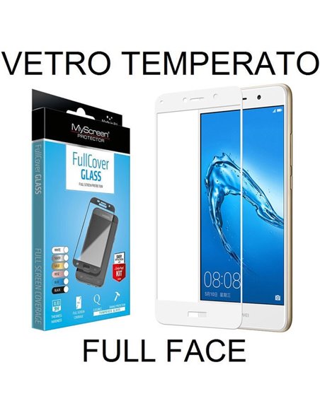 PELLICOLA per HUAWEI NOVA LITE PLUS, Y7, Y7 PRIME, ENJOY 7 PLUS IN VETRO TEMPERATO FULL FACE 0,3mm CON CORNICE COLORE BIANCO