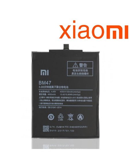 BATTERIA ORIGINALE XIAOMI BM47 per REDMI 3, REDMI 3S (5') - 4000 mAh LI-ION BULK