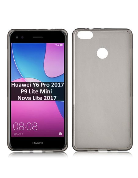 CUSTODIA per HUAWEI Y6 PRO 2017, P9 LITE MINI, NOVA LITE 2017 IN GEL TPU SILICONE COLORE NERO TRASPARENTE