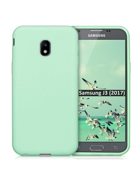 CUSTODIA per SAMSUNG SM-J330 GALAXY J3 (2017) IN GEL TPU SILICONE SLIM 0,4mm COLORE VERDE ACQUA SATINATO