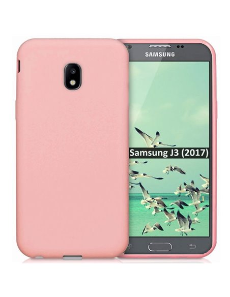 CUSTODIA per SAMSUNG SM-J330 GALAXY J3 (2017) IN GEL TPU SILICONE SLIM 0,4mm COLORE ROSA SATINATO