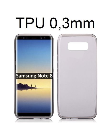 CUSTODIA per SAMSUNG GALAXY NOTE 8 (SM-N950) IN GEL TPU SILICONE ULTRA SLIM 0,3mm COLORE NERO TRASPARENTE