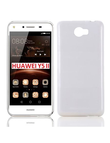CUSTODIA per HUAWEI Y5 II, Y6 II COMPACT IN GEL TPU SILICONE COLORE BIANCO LUCIDO CON GLITTER