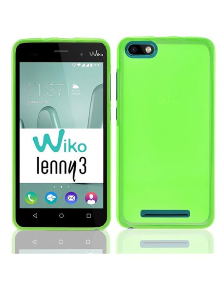 CUSTODIA per WIKO LENNY 3 IN GEL TPU SILICONE COLORE VERDE TRASPARENTE