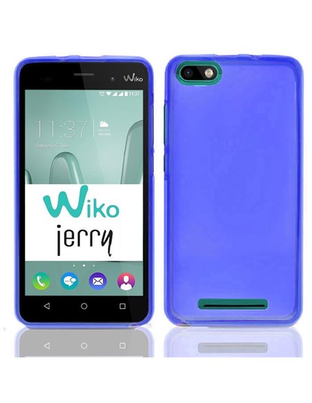 CUSTODIA per WIKO JERRY IN GEL TPU SILICONE per COLORE BLU TRASPARENTE