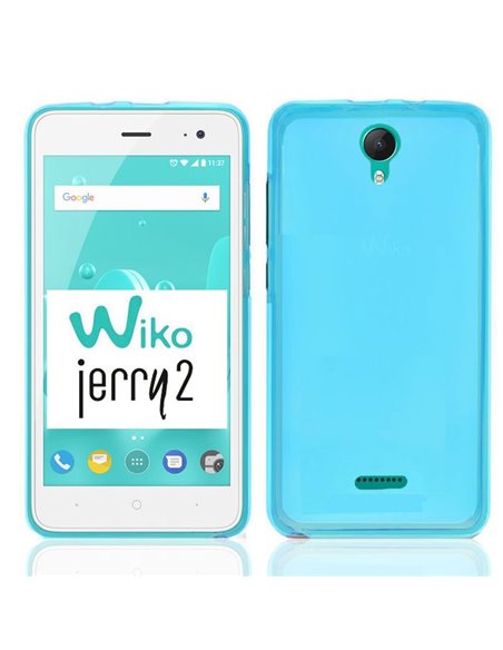 CUSTODIA per WIKO JERRY 2 IN GEL TPU SILICONE COLORE AZZURRO TRASPARENTE