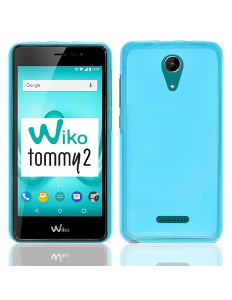 CUSTODIA per WIKO TOMMY 2 IN GEL TPU SILICONE COLORE AZZURRO TRASPARENTE