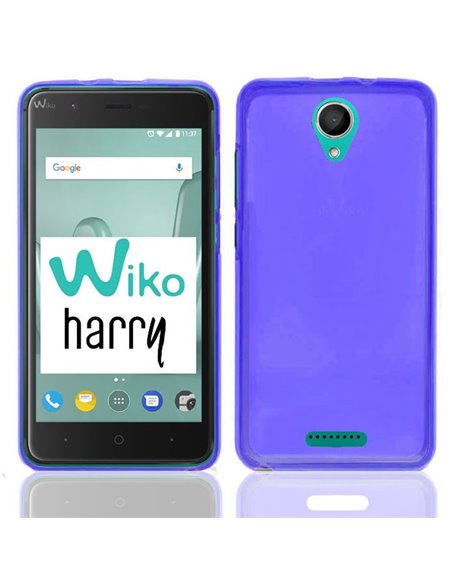 CUSTODIA per WIKO HARRY IN GEL TPU SILICONE COLORE BLU TRASPARENTE