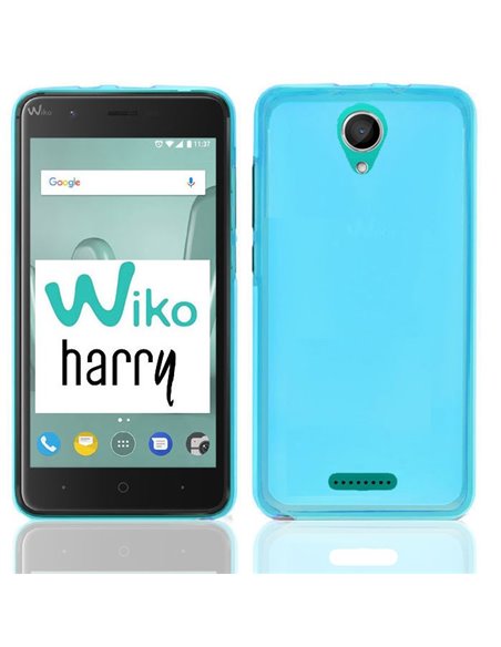 CUSTODIA per WIKO HARRY IN GEL TPU SILICONE COLORE AZZURRO TRASPARENTE