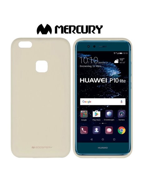 CUSTODIA per HUAWEI P10 LITE IN GEL TPU SILICONE COLORE BEIGE ALTA QUALITA' MERCURY SOFT BLISTER