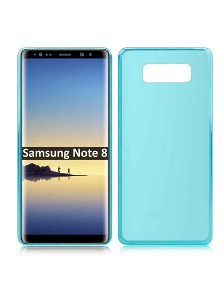 CUSTODIA per SAMSUNG GALAXY NOTE 8 (SM-N950) IN GEL TPU SILICONE COLORE AZZURRO TRASPARENTE