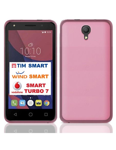 CUSTODIA per TIM SMART, WIND SMART, VODAFONE SMART TURBO 7 (VFD500), ALCATEL PIXI 4 5' IN GEL TPU SILICONE ROSA TRASPARENTE