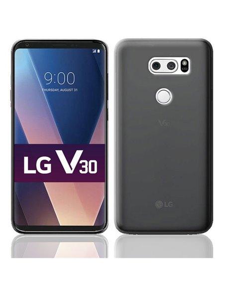 CUSTODIA per LG V30 (H930), V30+ (H930G), V30S THINQ IN GEL TPU SILICONE COLORE NERO TRASPARENTE