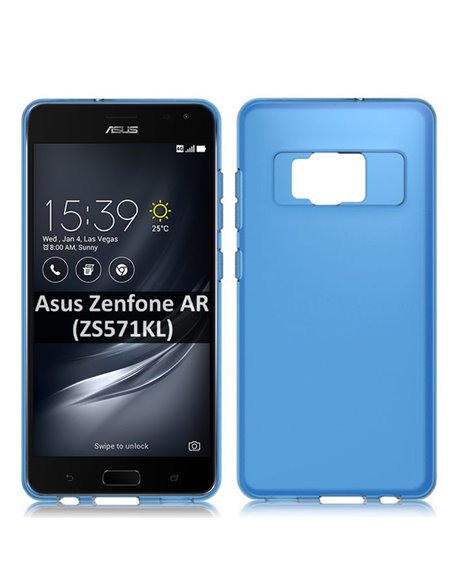 CUSTODIA per ASUS ZENFONE AR (ZS571KL) - 5.7' POLLICI IN GEL TPU SILICONE COLORE BLU TRASPARENTE