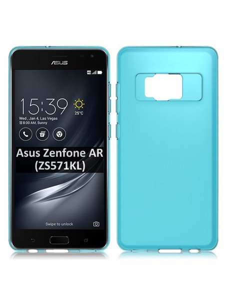 CUSTODIA per ASUS ZENFONE AR (ZS571KL) - 5.7' POLLICI IN GEL TPU SILICONE COLORE AZZURRO TRASPARENTE