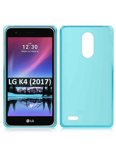 CUSTODIA per LG K4 (2017), M160 IN GEL TPU SILICONE COLORE AZZURRO TRASPARENTE