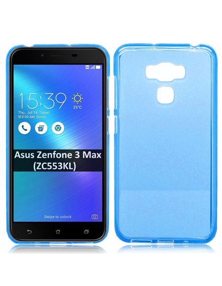 CUSTODIA per ASUS ZENFONE 3 MAX ZC553KL - 5.5' POLLICI IN GEL TPU SILICONE COLORE AZZURRO TRASPARENTE