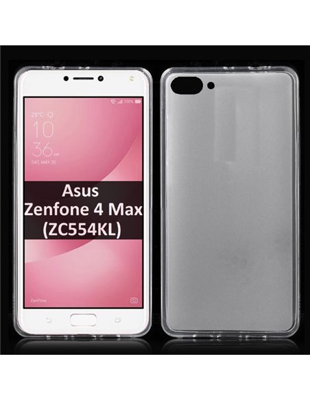 CUSTODIA per ASUS ZENFONE 4 MAX (ZC554KL), 5.5' POLLICI IN GEL TPU SILICONE COLORE BIANCO TRASPARENTE