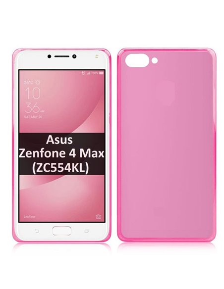 CUSTODIA per ASUS ZENFONE 4 MAX (ZC554KL), 5.5' POLLICI IN GEL TPU SILICONE COLORE ROSA TRASPARENTE