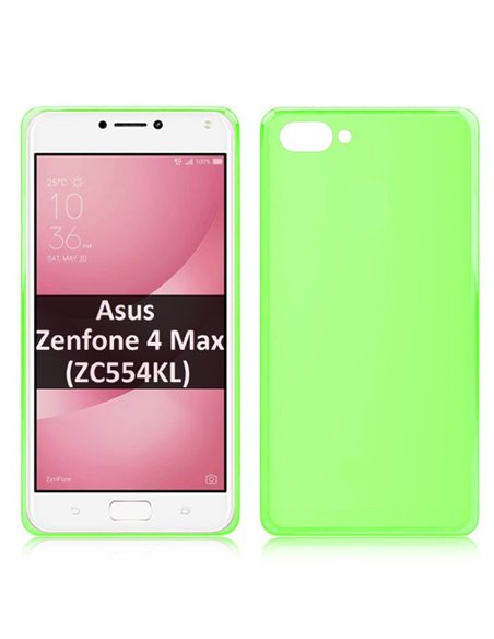 CUSTODIA per ASUS ZENFONE 4 MAX (ZC554KL), 5.5' POLLICI IN GEL TPU SILICONE COLORE VERDE TRASPARENTE