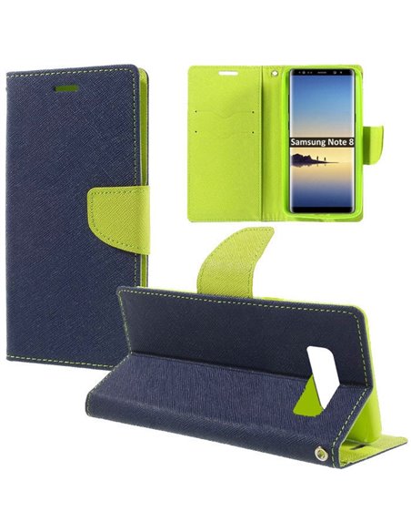 CUSTODIA per SAMSUNG GALAXY NOTE 8 (SM-N950) - FLIP ORIZZONTALE CON STAND, INTERNO IN TPU SILICONE E TASCHE PORTA CARTE COLORE B