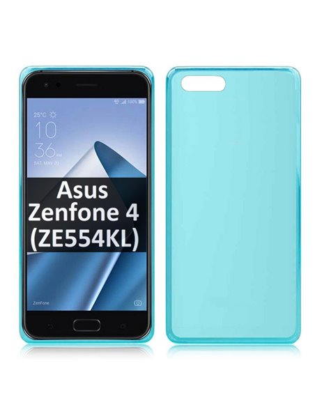 CUSTODIA per ASUS ZENFONE 4 (ZE554KL) - 5.5' POLLICI IN GEL TPU SILICONE COLORE AZZURRO TRASPARENTE