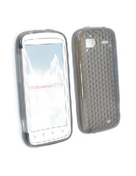 CUSTODIA GEL TPU SILICONE SEMI-RIGIDA per HTC G14, Sensation, Sensation XE COLORE NERO