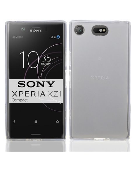 CUSTODIA per SONY XPERIA XZ1 COMPACT IN GEL TPU SILICONE COLORE BIANCO TRASPARENTE