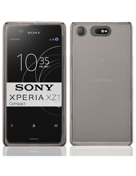 CUSTODIA per SONY XPERIA XZ1 COMPACT IN GEL TPU SILICONE COLORE NERO TRASPARENTE