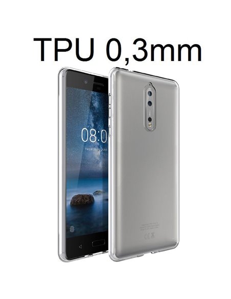 CUSTODIA per NOKIA 8 IN GEL TPU SILICONE ULTRA SLIM 0,3mm TRASPARENTE