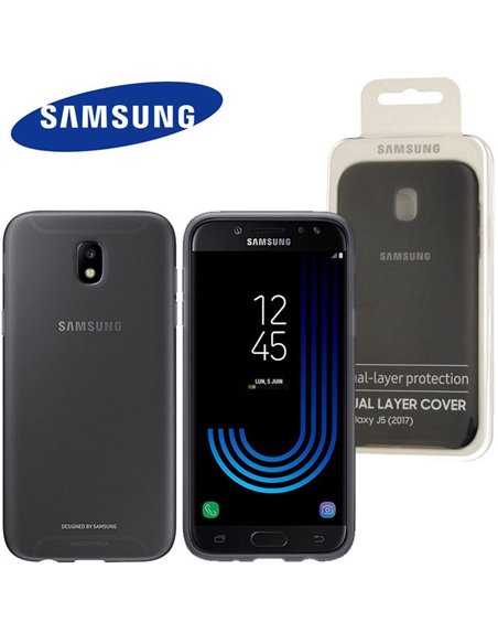 CUSTODIA ORIGINALE per SAMSUNG SM-J530 GALAXY J5 (2017) - DUAL LAYER CON ESTERNO RIGIDO ED INTERNO IN TPU COLORE NERO