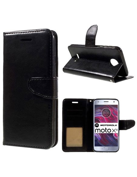 CUSTODIA per MOTOROLA MOTO X4, MOTO X (4Âª generazione) - FLIP ORIZZONTALE SIMILPELLE CON INTERNO IN TPU e STAND COLORE NERO