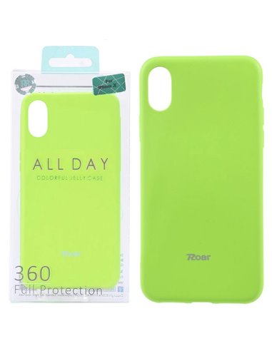 CUSTODIA per APPLE IPHONE X, IPHONE XS (5.8') IN GEL TPU SILICONE COLORE VERDE ALTA QUALITA' ROAR COLORFUL BLISTER
